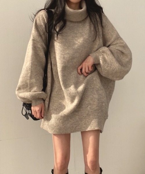 yuue' ( wear )(ユーイ)の「タートルネックボリュームニット/ミニワンピース(ニット/セーター・レディース・グレー/ブラック/ベージュ・FREE)」の6枚目の写真