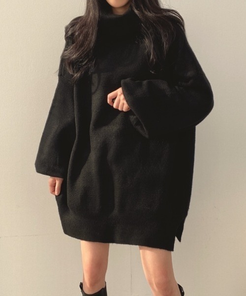 yuue' ( wear )(ユーイ)の「タートルネックボリュームニット/ミニワンピース(ニット/セーター・レディース・グレー/ブラック/ベージュ・FREE)」の7枚目の写真