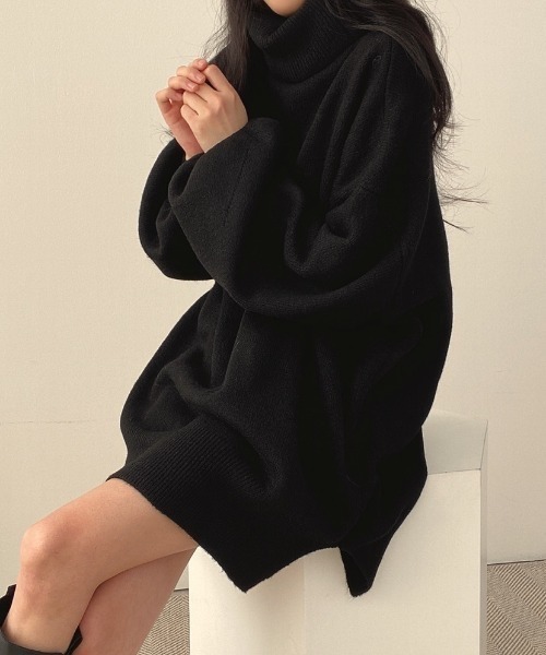yuue' ( wear )(ユーイ)の「タートルネックボリュームニット/ミニワンピース(ニット/セーター・レディース・グレー/ブラック/ベージュ・FREE)」の8枚目の写真