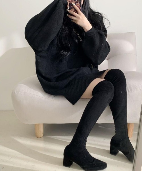 yuue' ( wear )(ユーイ)の「タートルネックボリュームニット/ミニワンピース(ニット/セーター・レディース・グレー/ブラック/ベージュ・FREE)」の11枚目の写真