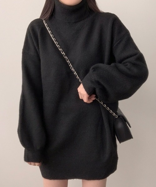 yuue' ( wear )(ユーイ)の「タートルネックボリュームニット/ミニワンピース(ニット/セーター・レディース・グレー/ブラック/ベージュ・FREE)」の9枚目の写真