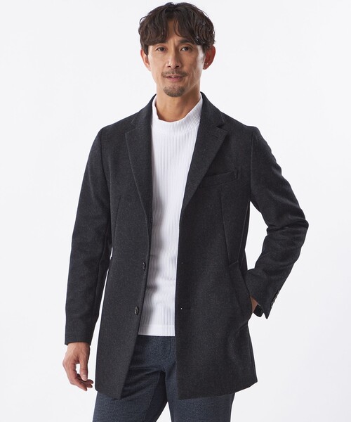 EPOCA UOMO(エポカウォモ)の「ミドルウールチェスターコート(チェスターコート・メンズ・ライトグレー/チャコールグレー・46/48)」の2枚目の写真