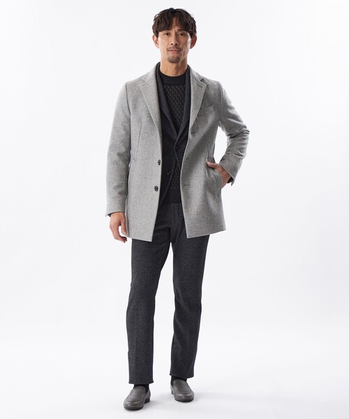 EPOCA UOMO(エポカウォモ)の「ミドルウールチェスターコート(チェスターコート・メンズ・ライトグレー/チャコールグレー・46/48)」の4枚目の写真