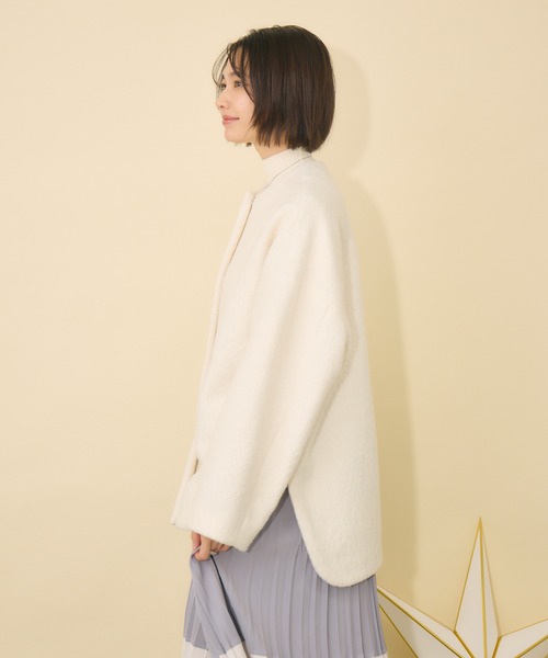 KATHARINE ROSS（キャサリンロス）の「【KATHARINE ROSS】ブークレノーカラーミドルコート（ノーカラーコート・レディース・ブラック/オフホワイト・FREE）」の5枚目の写真