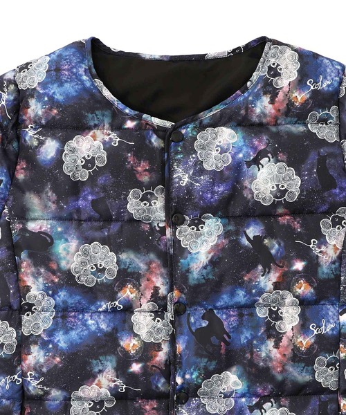 ScoLar（スカラー）の「153691：スカラーちゃん×宇宙×ネコ柄リバーシブル中綿ブルゾン（ブルゾン・レディース・ブラック・M）」の11枚目の写真