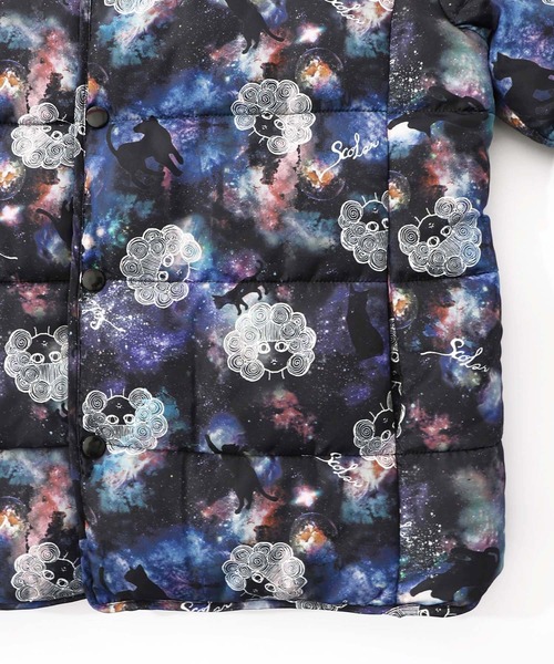 ScoLar（スカラー）の「153691：スカラーちゃん×宇宙×ネコ柄リバーシブル中綿ブルゾン（ブルゾン・レディース・ブラック・M）」の13枚目の写真