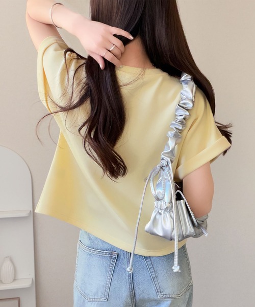 mily bilet(ミウィビレット)の「【mily bilet】ウエストラインを細魅せ♪スリット入りタックデザインカットソートップス(半袖)(Tシャツ/カットソー・レディース・イエロー/ブラック/ホワイト/杢グレー・X-LARGE/SMALL/MEDIUM/LARGE)」の22枚目の写真