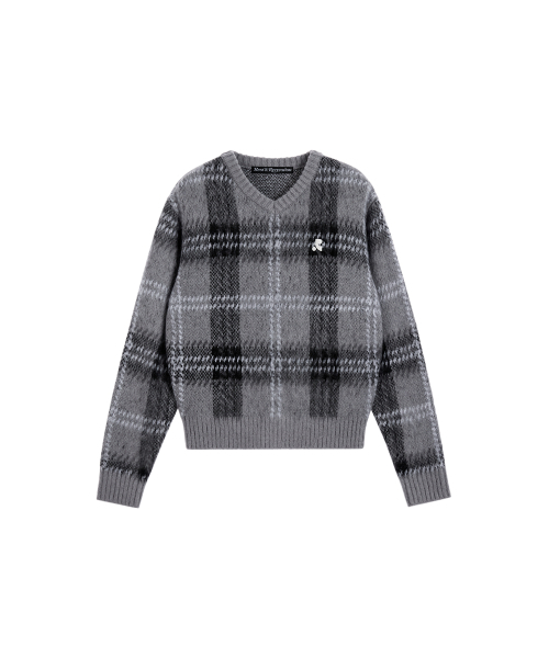 Rest&Recreation（レストアンドレクリエーション）の「CHECK PATTERN HAIRY SWEATER - GREY（ニット/セーター・レディース・その他・LARGE/SMALL）」の6枚目の写真