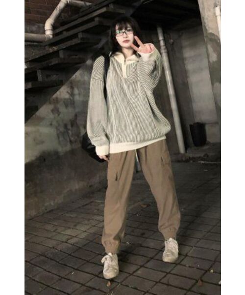 NODU（ノードユー）の「フライ ハーフジップニット [カーキ]（ニット/セーター・レディース・その他・MEDIUM/LARGE）」の3枚目の写真