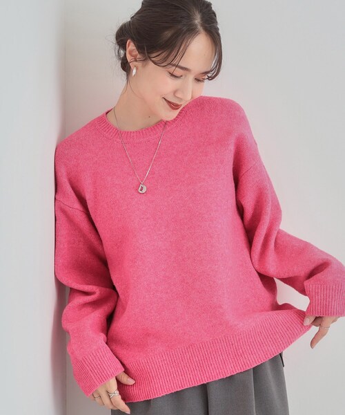 SHOO・LA・RUE（シューラルー）の「【洗濯機可/S-LL】選べる８色で色違いも欲しくなる ふんわりゆるニット（ニット/セーター・レディース・ライトパープル/グリーン/オフホワイト/ピンク系/オレンジ/イエロー/ライトグレー/ライトブルー・01/03/04/02）」の8枚目の写真