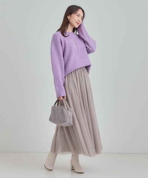 SHOO・LA・RUE(シューラルー)の「【洗濯機可】お気に入りカラーを身にまとって ふんわりゆるニット(ニット/セーター・レディース・ライトパープル/グリーン/オフホワイト/ピンク系/オレンジ/イエロー/ライトグレー/ライトブルー・01/03/04/02)」の20枚目の写真