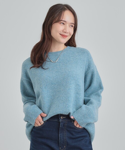 SHOO・LA・RUE（シューラルー）の「【洗濯機可/S-LL】選べる８色で色違いも欲しくなる ふんわりゆるニット（ニット/セーター・レディース・ライトパープル/グリーン/オフホワイト/ピンク系/オレンジ/イエロー/ライトグレー/ライトブルー・01/03/04/02）」の15枚目の写真