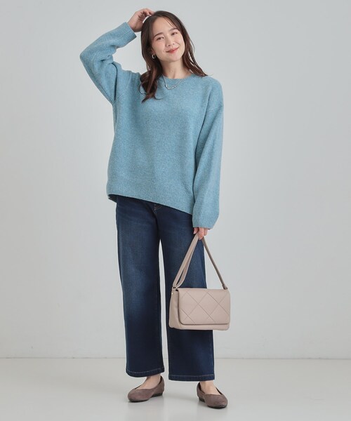 SHOO・LA・RUE（シューラルー）の「【洗濯機可/S-LL】選べる８色で色違いも欲しくなる ふんわりゆるニット（ニット/セーター・レディース・ライトパープル/グリーン/オフホワイト/ピンク系/オレンジ/イエロー/ライトグレー/ライトブルー・01/03/04/02）」の17枚目の写真