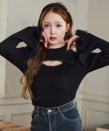 one after another NICE CLAUP | チャーム付き胸開きニットトップス(ニット/セーター)