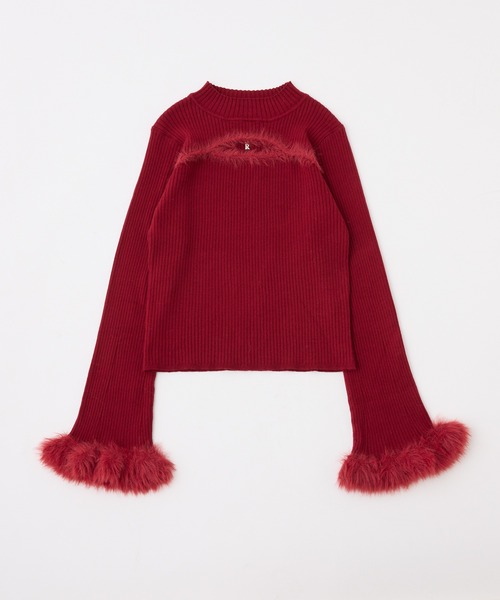 one after another NICE CLAUP（ワンアフターアナザーナイスクラップ）の「チャーム付き胸開きニットトップス（ニット/セーター・レディース・ブラック/オフホワイト/レッド・FREE）」の14枚目の写真