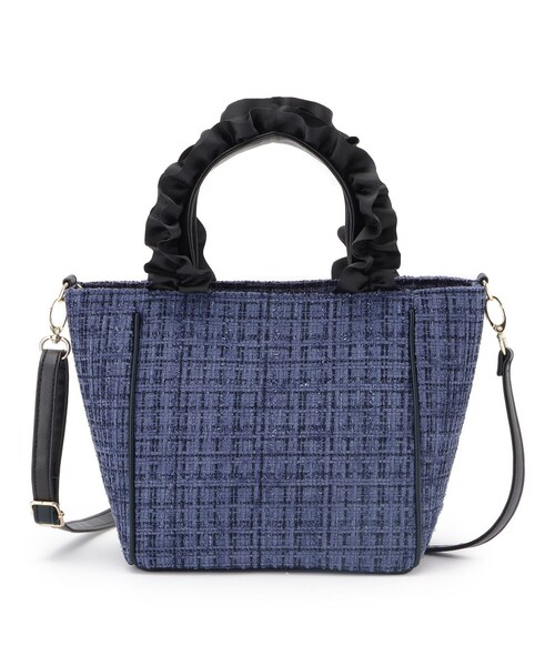 SHOO・LA・RUE（シューラルー）の「フリルハンドルツイードトートバッグ（トートバッグ・レディース・ネイビー/オフホワイト/ブラック・00）」の11枚目の写真