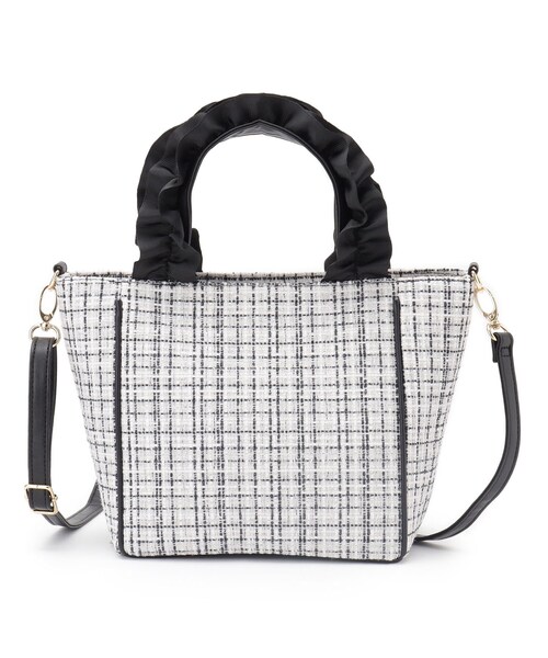 SHOO・LA・RUE（シューラルー）の「フリルハンドルツイードトートバッグ（トートバッグ・レディース・ネイビー/オフホワイト/ブラック・00）」の12枚目の写真