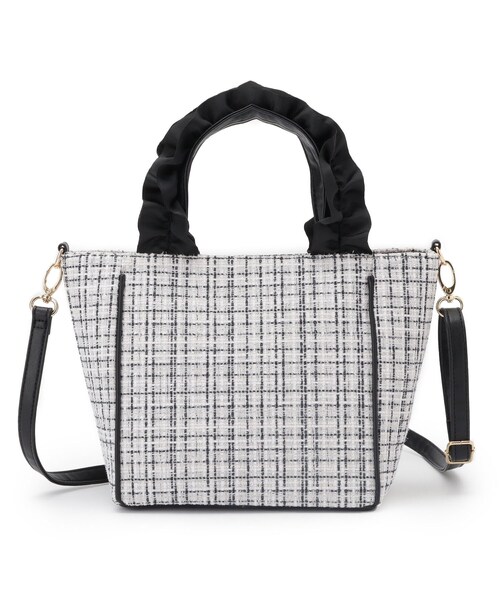 SHOO・LA・RUE（シューラルー）の「フリルハンドルツイードトートバッグ（トートバッグ・レディース・ネイビー/オフホワイト/ブラック・00）」の14枚目の写真