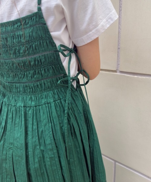 sara mallika(サラ マリカ)の「COTTON STRIPE JAQUARD SHIRRING DRESS(ワンピース・レディース・グリーン/イエロー・FREE)」の5枚目の写真