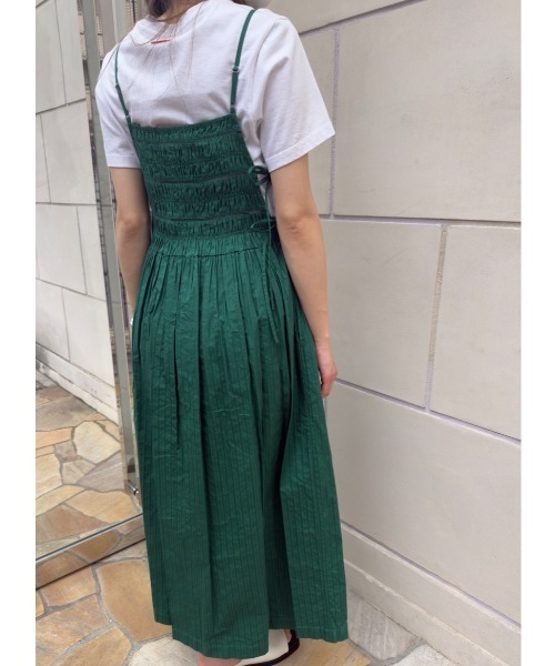 sara mallika(サラ マリカ)の「COTTON STRIPE JAQUARD SHIRRING DRESS(ワンピース・レディース・グリーン/イエロー・FREE)」の8枚目の写真