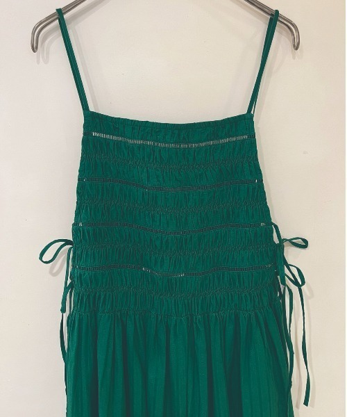 sara mallika(サラ マリカ)の「COTTON STRIPE JAQUARD SHIRRING DRESS(ワンピース・レディース・グリーン/イエロー・FREE)」の12枚目の写真