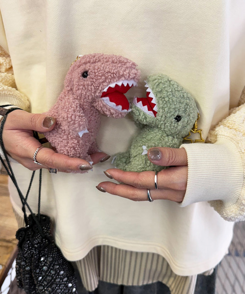 DOUBLE NAME（ダブルネーム）の「【m:rex】もこもこ恐竜ぬいぐるみキーホルダー（キーホルダー・レディース・ピンク/グリーン・FREE）」の7枚目の写真