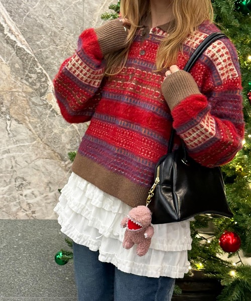 DOUBLE NAME（ダブルネーム）の「【m:rex】もこもこ恐竜ぬいぐるみキーホルダー（キーホルダー・レディース・ピンク/グリーン・FREE）」の14枚目の写真