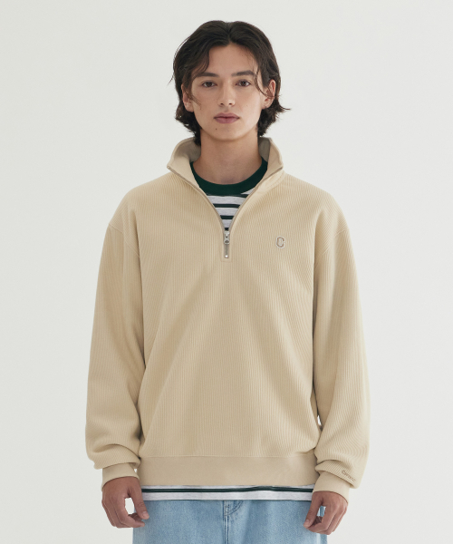 COVERNAT(カバーナット)の「スモール C ロゴ コーデュロイ ハーフジップ Butter(スウェット・メンズ・その他・X-SMALL/SMALL/MEDIUM/X-LARGE/XX-LARGE/LARGE)」の1枚目の写真