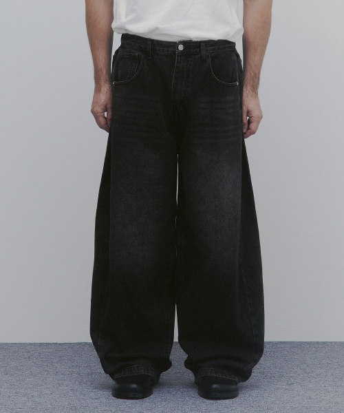 セール】ウォッシュドワイドバルーンデニムパンツ（ウォッシュド 