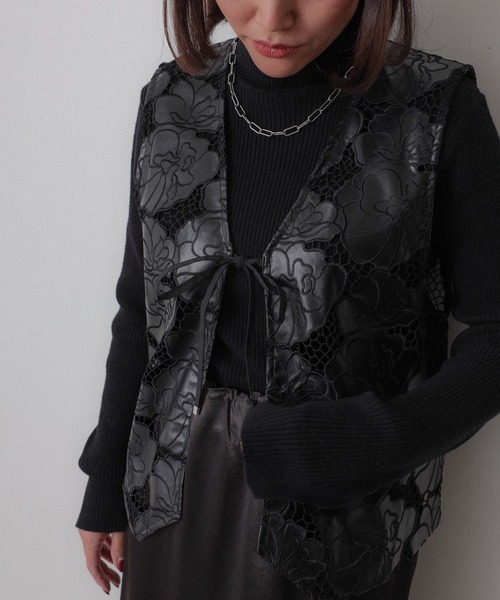 セール】合皮刺繍レースベスト（ベスト）｜Floran（フローラン）の