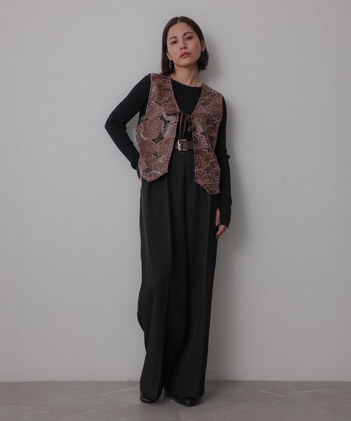 Floran（フローラン）の「合皮刺繍レースベスト（ベスト・レディース・ブラウン/ブラック・FREE）」の7枚目の写真