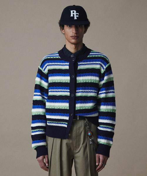 MIX SCARST LINE Knit Cardigan — синий кардиган FR2KJ01U