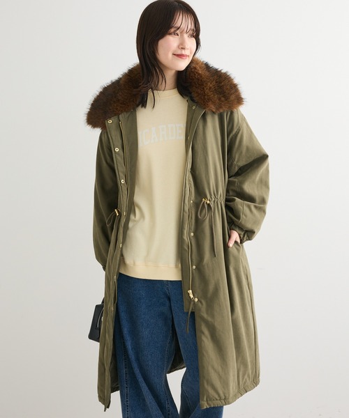 【新品】ELLE カーキ　モッズコート リバーシブル　size40 新品】ELLE カーキ モッズコート リバーシブル size40 - メルカリ