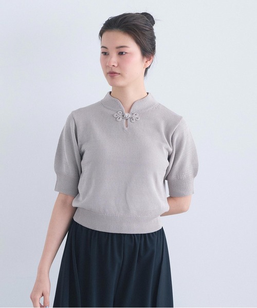 I am I in fact...(アイアムアイインファクト)の「COTTON NYLON 華釦プルオーバー(ニット/セーター・レディース・グリーン/ブラック/グレー・FREE)」の9枚目の写真