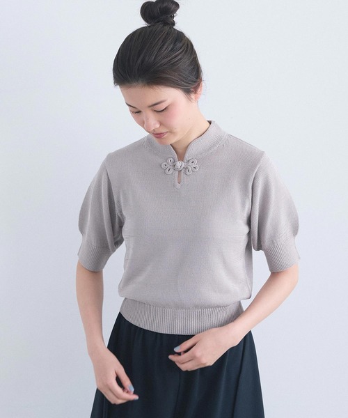 I am I in fact...(アイアムアイインファクト)の「COTTON NYLON 華釦プルオーバー(ニット/セーター・レディース・グリーン/ブラック/グレー・FREE)」の12枚目の写真