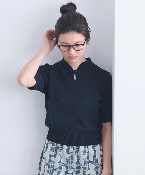 I am I in fact...(アイアムアイインファクト)の「COTTON NYLON 華釦プルオーバー(ニット/セーター・レディース・グリーン/ブラック/グレー・FREE)」の17枚目の写真