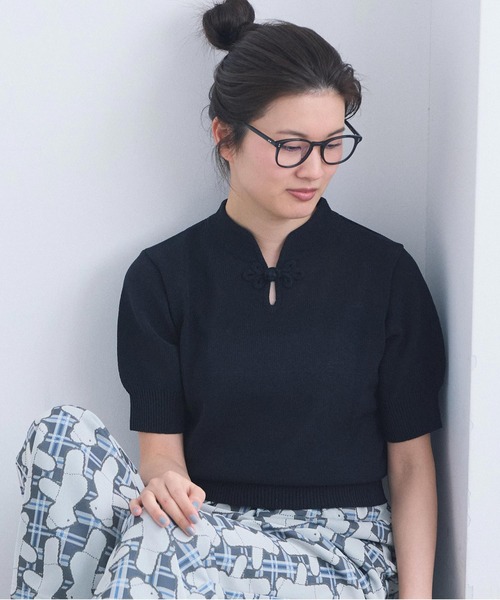 I am I in fact...(アイアムアイインファクト)の「COTTON NYLON 華釦プルオーバー(ニット/セーター・レディース・グリーン/ブラック/グレー・FREE)」の21枚目の写真