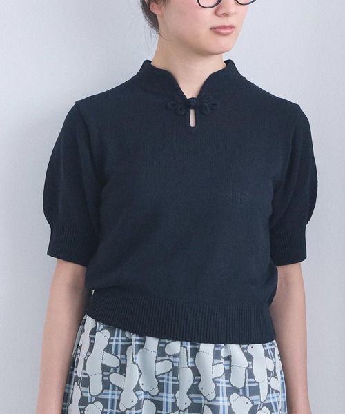 I am I in fact...(アイアムアイインファクト)の「COTTON NYLON 華釦プルオーバー(ニット/セーター・レディース・グリーン/ブラック/グレー・FREE)」の19枚目の写真