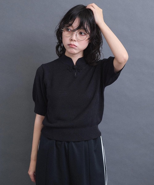 I am I in fact...(アイアムアイインファクト)の「COTTON NYLON 華釦プルオーバー(ニット/セーター・レディース・グリーン/ブラック/グレー・FREE)」の4枚目の写真