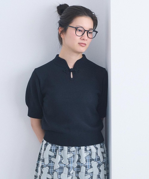 I am I in fact...(アイアムアイインファクト)の「COTTON NYLON 華釦プルオーバー(ニット/セーター・レディース・グリーン/ブラック/グレー・FREE)」の18枚目の写真