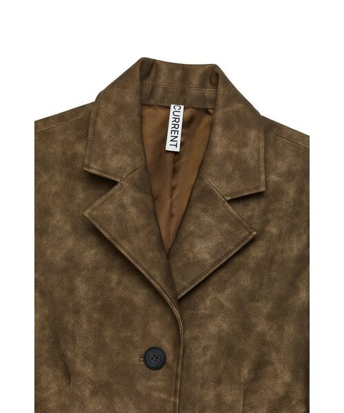 CURRENT（カレント）の「VEGAN LEATHER HALF COAT [BROWN]（ライダースジャケット・レディース・その他・FREE）」の3枚目の写真