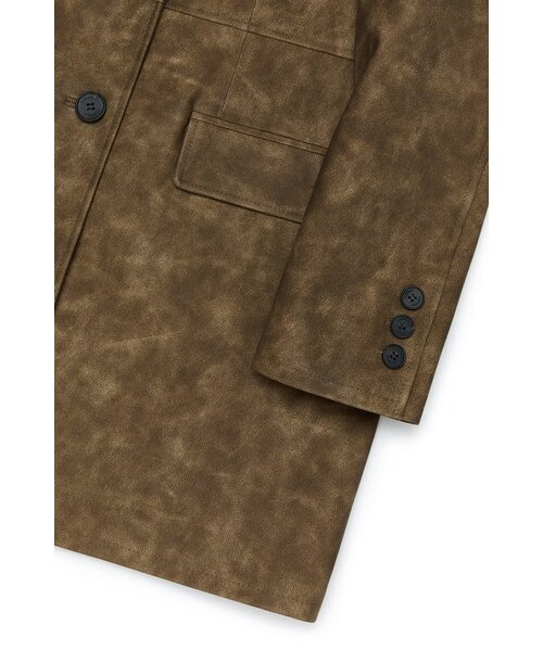 CURRENT（カレント）の「VEGAN LEATHER HALF COAT [BROWN]（ライダースジャケット・レディース・その他・FREE）」の5枚目の写真