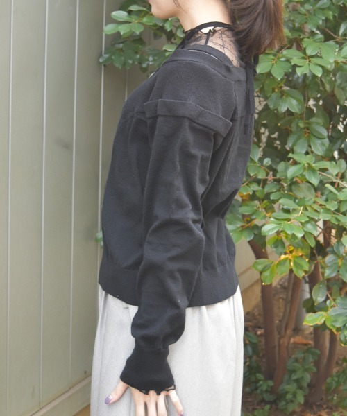 axes femme(アクシーズファム)の「オフショル風ニットカーディガン(カーディガン/ボレロ・レディース・ホワイト/ブラック/ワイン・FREE)」の7枚目の写真