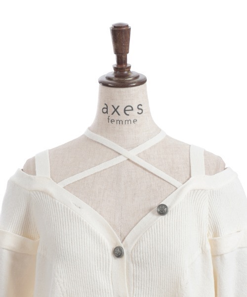 axes femme(アクシーズファム)の「オフショル風ニットカーディガン(カーディガン/ボレロ・レディース・ホワイト/ブラック/ワイン・FREE)」の13枚目の写真