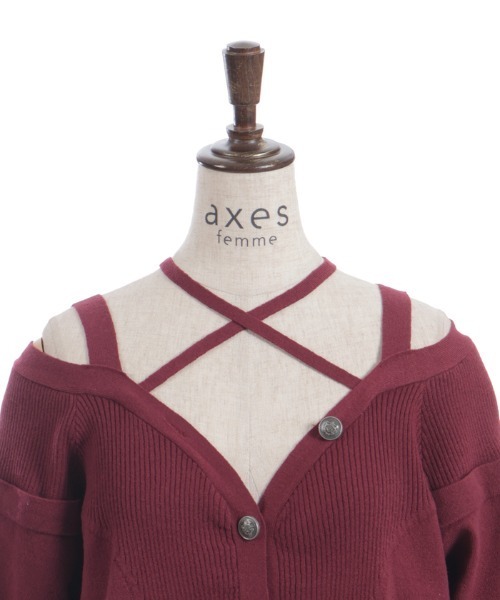 axes femme(アクシーズファム)の「オフショル風ニットカーディガン(カーディガン/ボレロ・レディース・ホワイト/ブラック/ワイン・FREE)」の21枚目の写真