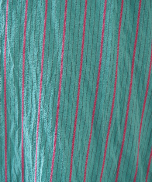 yuni（ユニ　）の「●キュプラポリエステルコットン stripe シャツワンピース（シャツワンピース・レディース・グリーン/アイボリー/パープル・FREE）」の10枚目の写真