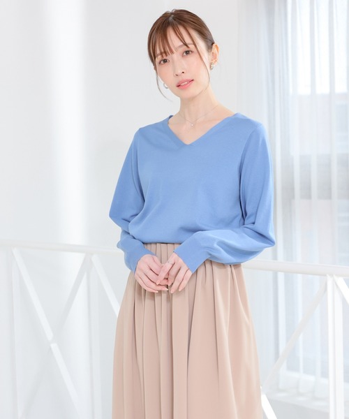 GLACIER lusso(グラシアルッソ)の「【ECOVERO】Vネックニット(ニット/セーター・レディース・ラベンダー/イエロー/ブルー/アイボリー・L/LL/M/S)」の14枚目の写真