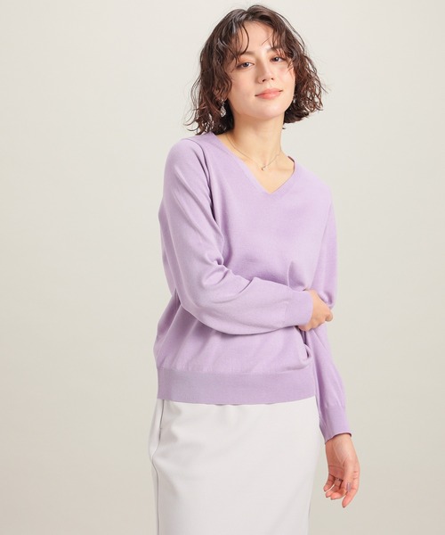 GLACIER lusso(グラシアルッソ)の「【ECOVERO】Vネックニット(ニット/セーター・レディース・ラベンダー/イエロー/ブルー/アイボリー・L/LL/M/S)」の18枚目の写真