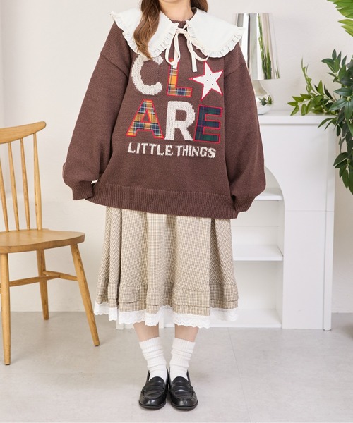 kutir（クティール）の「パッチワークロゴニット（ニット/セーター・レディース・アイボリー/グレー/ネイビー/ブラウン/レッド・FREE）」の4枚目の写真