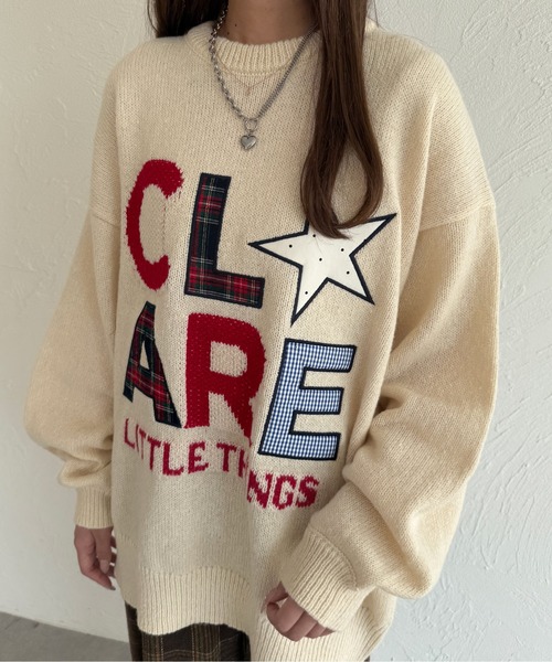 kutir（クティール）の「パッチワークロゴニット（ニット/セーター・レディース・アイボリー/グレー/ネイビー/ブラウン/レッド・FREE）」の2枚目の写真
